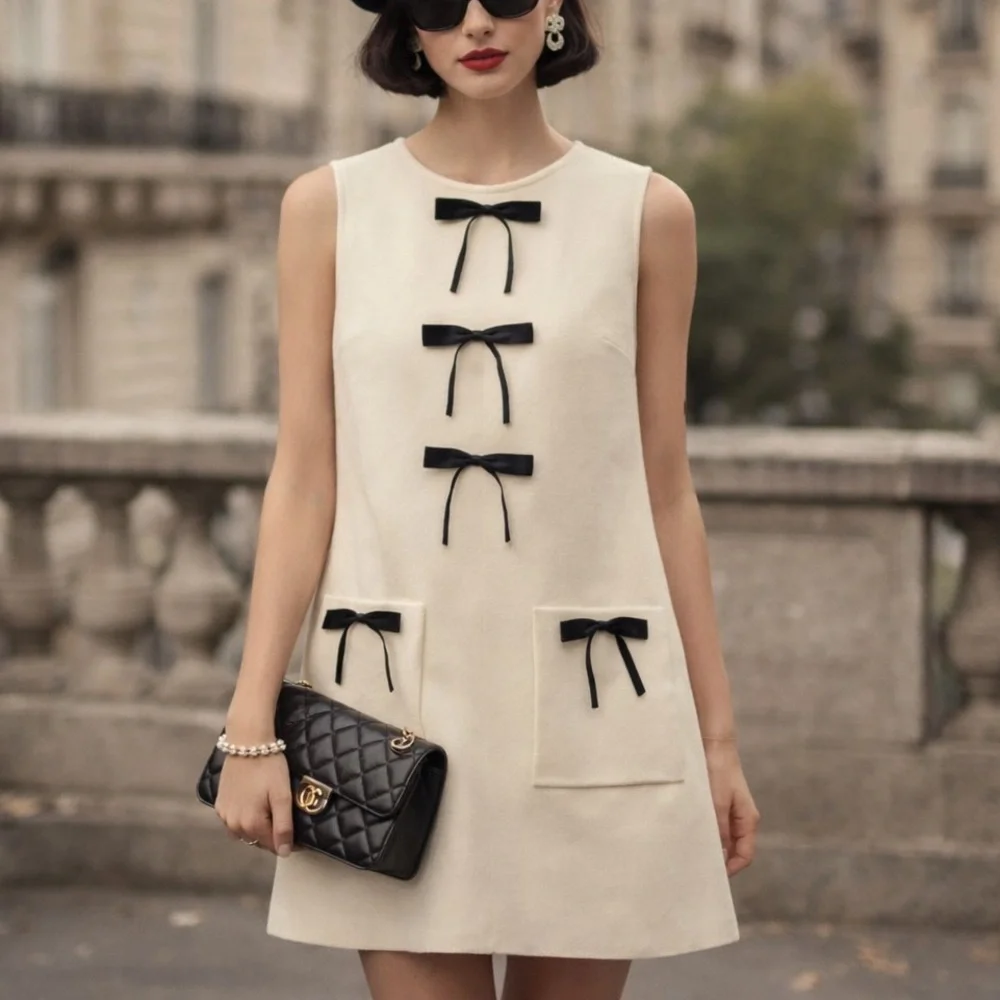 Zara Bow Knit Knit Dress Size M Bloggers Favorite - Picture 9 of 12